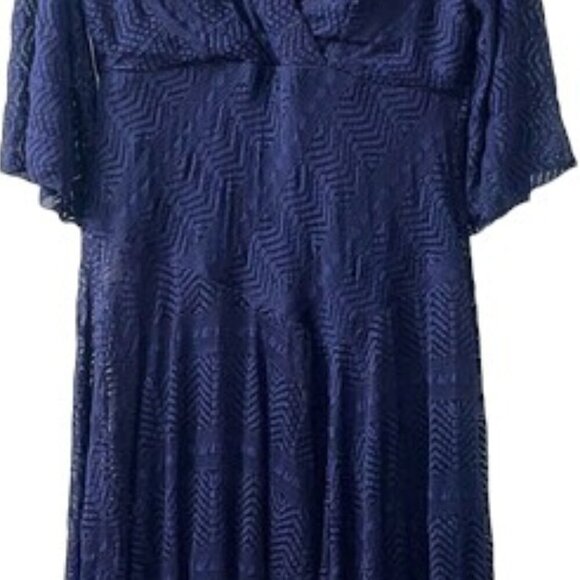 Rabbit Rabbit Rabbit Women's Navy Blue Lace Dress Elbow Length Sleeves Size 12 - Picture 5 of 12